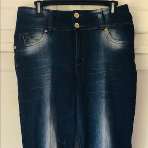 women, navy blue jeans